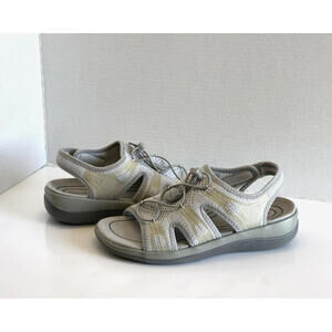 OrthoFeet Maui 802 Sandals Womens Sz 8 Gray Knit Comfort Orthopedic Bungee Shoes